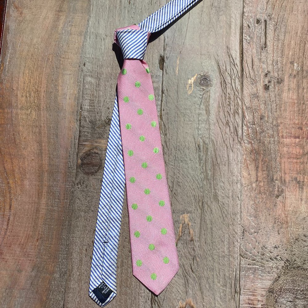 Social Primer Tie- Pink and Green Polka Dot